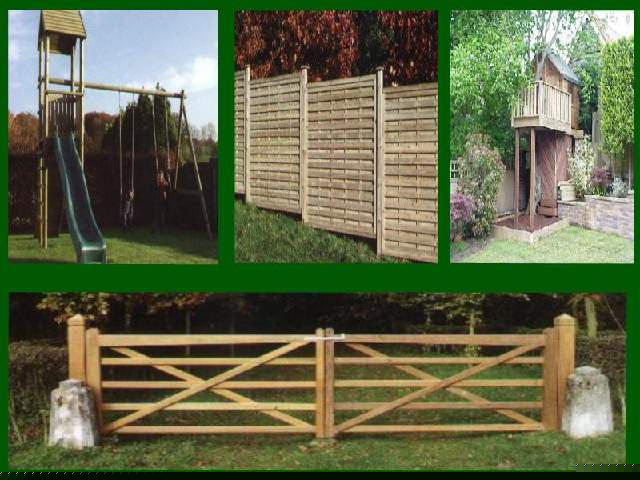 Fencing Gates Decking Play centres PergolasTree houses Sheds